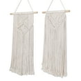 thumbnail image 5 of 2 Pack Macrame Wall Decor Hanging Boho Hand Woven Tapestry Art Bunting Banner Bohemian Wall Decor for Home Bedroom Living Room Curtain Rustic Garland Baby Nursery, 30 Inch Cream White Cotton, 5 of 7