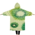 thumbnail image 2 of Oversized Wearable Blanket Hoodie,Green Tie Dye Pattern Sherpa Blanket Hoodie with Super Pockets,Super Warm Fuzzy Pullover for Women & Men, 2 of 6