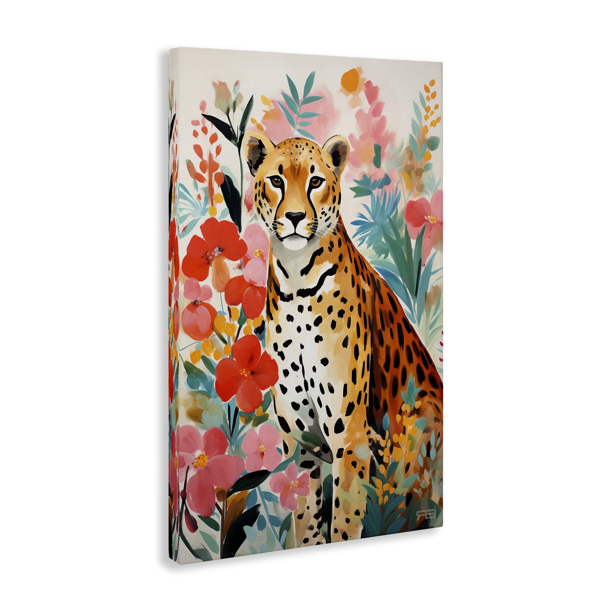 Stupell Industries Floral Adorned Leopard Animals & Insects Painting Gallery Wrapped Canvas Art Print Wall Art, 20 x 30