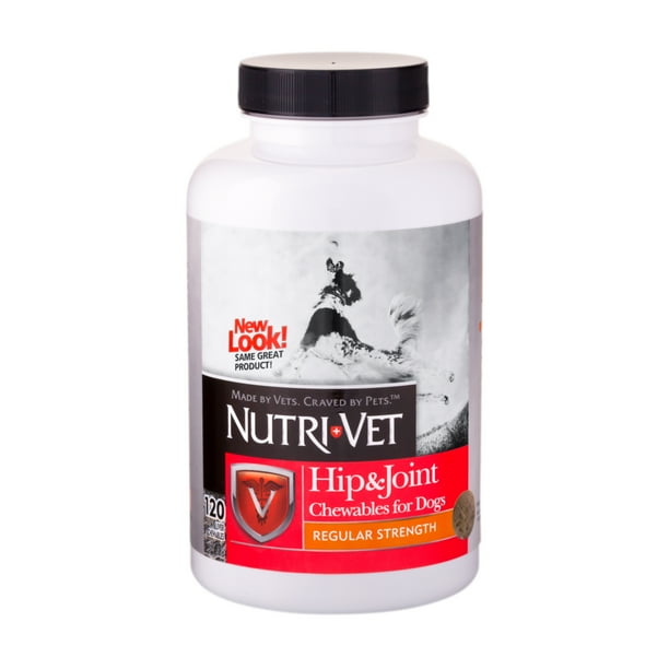 NutriVet Hip and Joint Chewables for Dogs, Regular Strength, 120 Count
