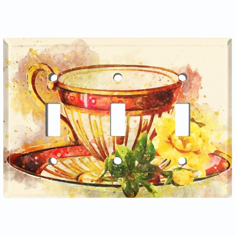 Metal Light Switch Plate Outlet Cover Flower Rose Teacup Metal Light Switch Plate Outlet Cover Flower Rose Teacup