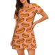 thumbnail image 1 of Balery Cartoon Hot Dog Camisón de manga corta con cuello redondo para mujer, cómodo y elegante., 1 of 6