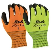 NS Ruf-flex Lite Hi-Vis Rubber Palm Coated String Knit Gloves, Hi-Vis Lime, Meduim (12 Pairs)