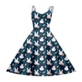 thumbnail image 4 of Girls Casual Easter Dress Sleeveless Spaghetti Strap Print Back Zipper Knee Length Soft Navy 9 Years-10 Years, 4 of 4