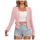 thumbnail image 2 of Suéteres Tipo Cárdigan Corto de Larga para Mujer con Abertura Frontal y Hombros Calados. Rosa XXL, 2 of 8