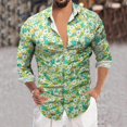 thumbnail image 2 of Hpapadks Mens Shirt Long Sleeve Floral Print Business Button Lapel Leisure Blouses Loose Mens Dress Shirt Green L, 2 of 5