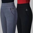 thumbnail image 2 of Pantalones gruesos con forro polar para otoño e invierno, pantalones casuales de cintura alta elásticos para mujer, pantalones adelgazantes grises elásticos, 2 of 2