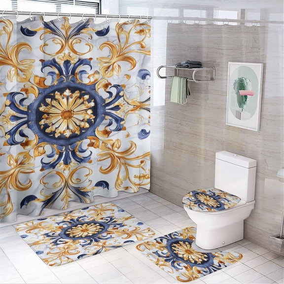 Colorful Marble (65) Shower Curtain Waterproof Bathroom Curtain Set with Hooks Home Decor Bathroom Curtains