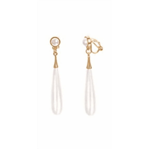 Yoursfs White Imitation Long Dangle Pearl Earrings for Women Clip on Earring Non Pierced Ears Gold Plated Hypoallergenic Jewelry Gifts