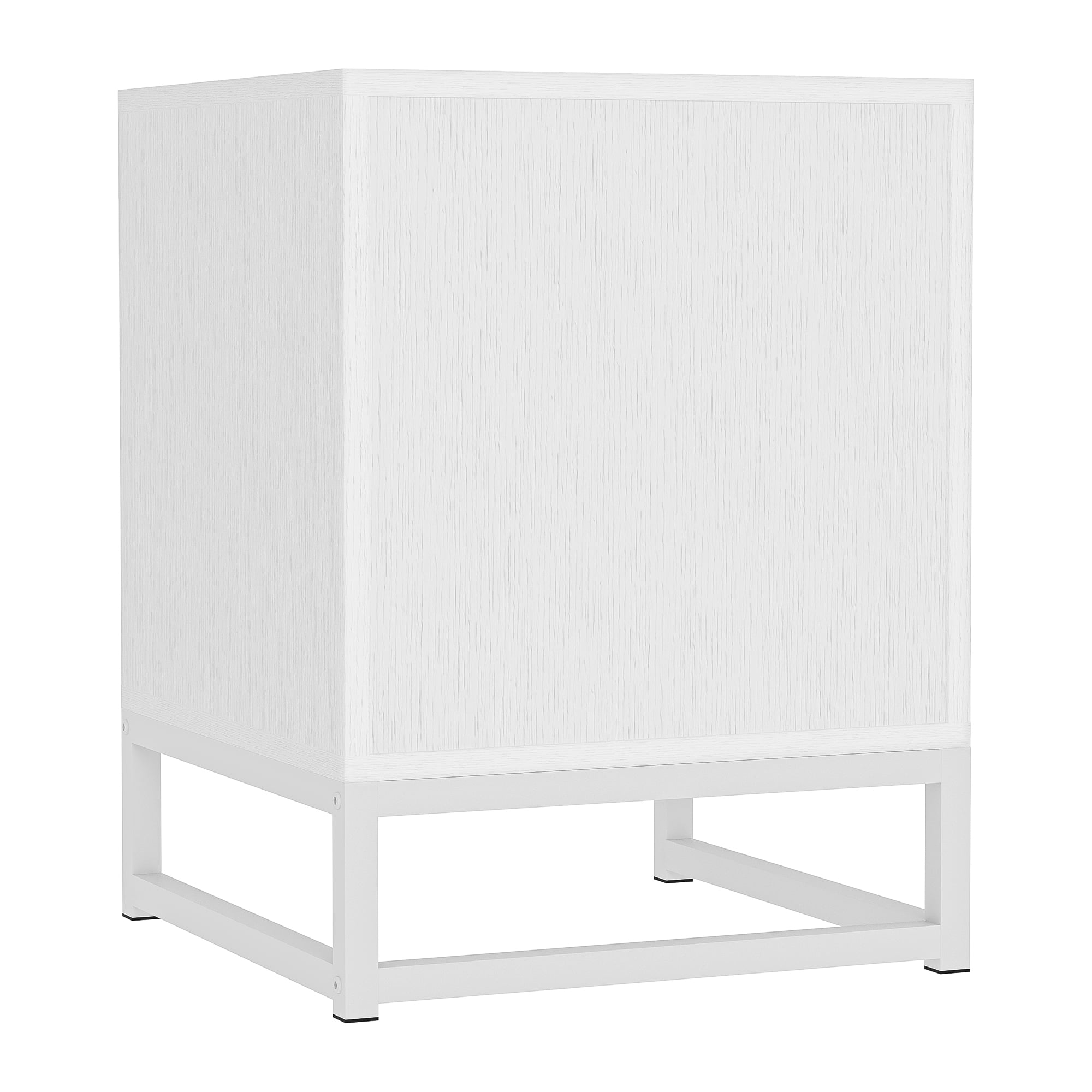 Kadyn Nightstand Set of 2, Bedside Table with 2 Natural Rattan Drawer & Metal Legs, White Side Table for Bedroom Kadyn Nightstand Set of 2, Bedside Table with 2 Natural Rattan Drawer & Metal Legs, White Side Table for Bedroom