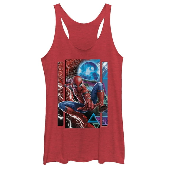 Women's Marvel Spider-Man: Far From Home Battle Buds  Racerback Tank Top Red Heather 2X Large