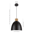 thumbnail image 3 of Bouclair Black Metal and Wood Ceiling Lamp, 3 of 5
