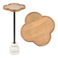 thumbnail image 3 of JONATHAN Y Colby 24.5" Classic Cottage Wood/Metal Drink Table and Decorative End Table with Quatrefoil Top and White Marble Base, Natural/Black, END3000A, 3 of 5