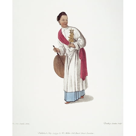 Woman Lithograph - China Woman 1799 Na Chinese Woman Of Upper Classes Probably With Bound Feet English Lithograph 1799 After A Contemporary Pen-And-Wash By Pu-Qua Canton Rolled Canvas Art - (24 x 36)