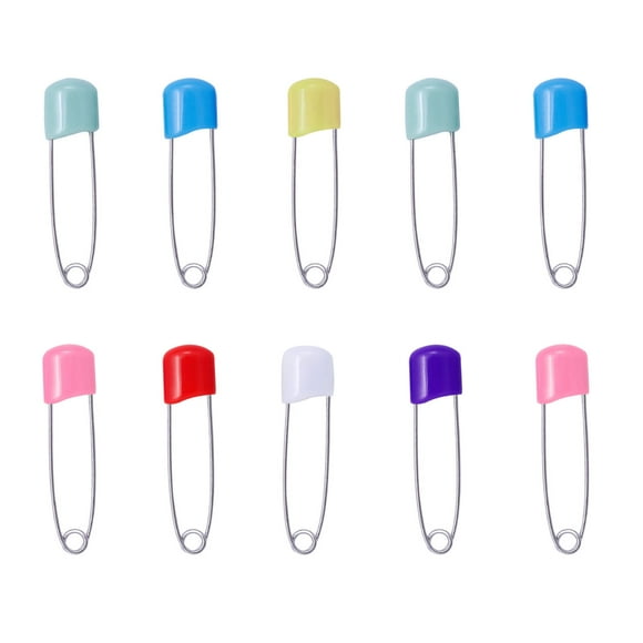 10-Pack Stainless Steel Safety Pins with Plastic Lock Heads - Large Craft Pins for Sewing, DIY, Fabrics