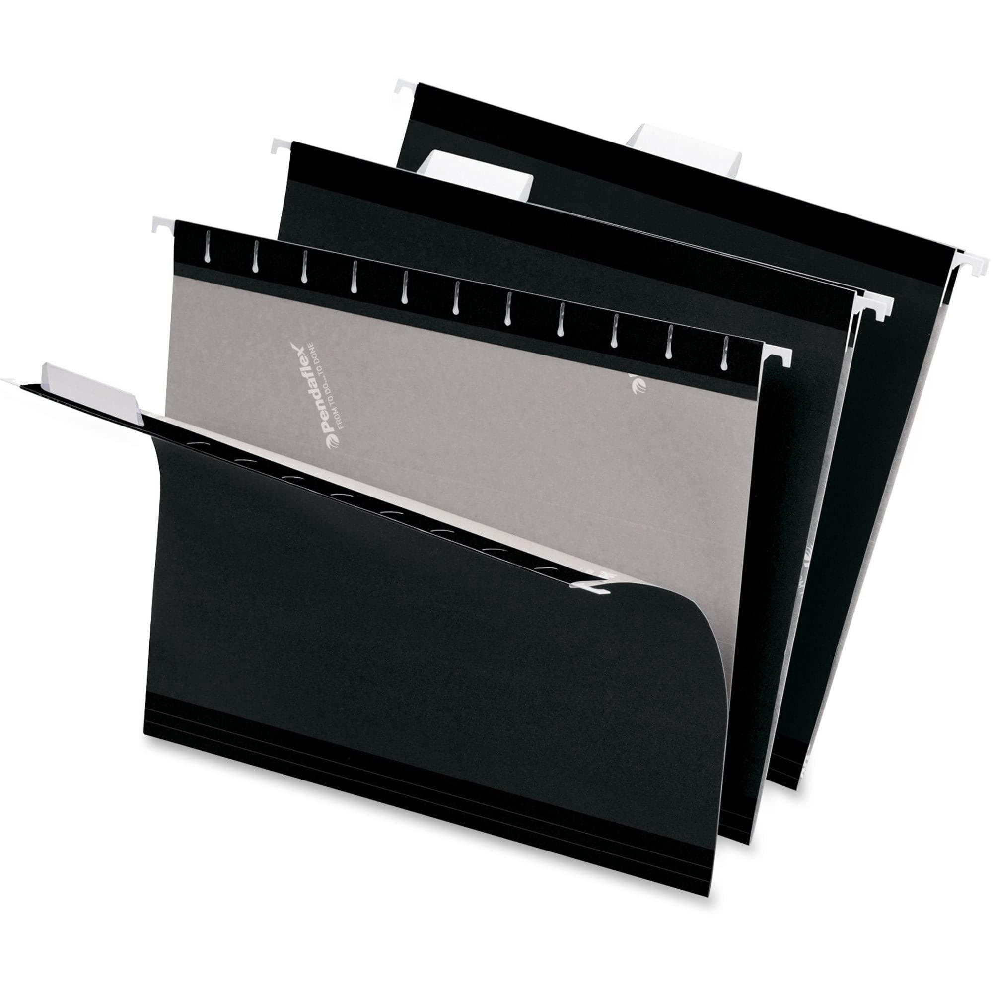 Pendaflex 04152 1/5 BLA Reinforced Hanging Folders, 1/5 Tab, Letter, Black (25/Box)