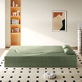 thumbnail image 5 of CQSXDA Modern Convertible Floor Sofa with 2 Pillows in Corduroy Fabric, 15 Inch Twin Size Foam Sleeper Bed No Assembly Required Sofa, Green, 5 of 13