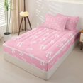 thumbnail image 2 of Erosebridal White Bow Outlines Zipper Twin Comforter Sets with Fitted Sheet and 2 Pillowcases,Ribbon Bowknot Zipper Bedding Set For Girls,Pink Reversible,4-Piece, 2 of 7