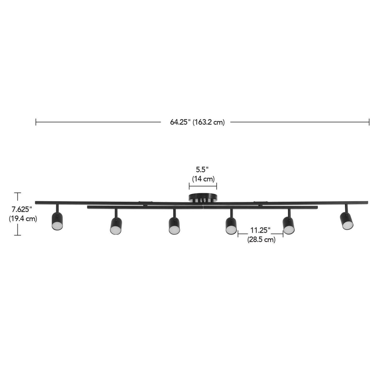 Wilma 6-Light Foldable Matte Black LED Integrated Track Lighting with Center Swivel Bars