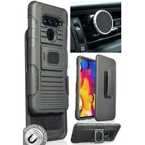 Case/Mount/Clip for LG V40, Nakedcellphone Black Ring Grip Case Cover Belt Hip Holster Stand Magnetic Car Holder for LG V40 ThinQ (V405QA7, LM-V405UA, V405TAB)