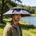 thumbnail image 4 of Solar Fan Umbrella Hat, Double-Layer UV Protection Waterproof Cap for Fishing Beach Hiking Camping(Gray,One Size), 4 of 7