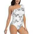 thumbnail image 3 of Gukieu Antenna Icon Print One-shoulder Ruffled One-piece Swimsuit with Removable Chest Pads and Tummy-control Swimsuit for Women-Medium, 3 of 6