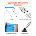 thumbnail image 3 of VEVOR 3 Bow Boat Bimini Tops, 600D Polyester Canopy with Aluminum Alloy Frame, Waterproof & Sun Shade Boat Awning Canopy with Storage Bag,2 Support Poles,4 Straps, 6'Lx(61"-66")W x46"H,Pacific Blue, 3 of 9