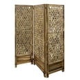 thumbnail image 1 of Woven Seagrass 3 Panel Wooden Room Divider, Natural Brown, 1 of 2