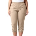 thumbnail image 6 of VBVC Women's Elastic Waist Capri Jogger Pants , Lightweight Stretchy Cropped Pants For Women,Ladies' Athletic Trousers with Visible Stitching Pockets,Beige,XL-5XL, 6 of 9