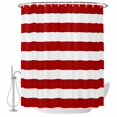 thumbnail image 2 of Red Stripes Waterproof Fabric Shower Curtain, Simple Red White Texture Waterproof Fabric Shower Curtain for Bathroom Curtains Bathtubs Hotel Washable Shower Curtains with 12 Hooks Extra Long 72x96, 2 of 8