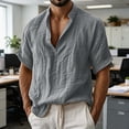 thumbnail image 4 of Guluxicc Men's Cotton Shirts Collared Short Sleeve Beach Vacation Tops for Everyday Wear Spring Summer Casual Outfits, 4 of 8