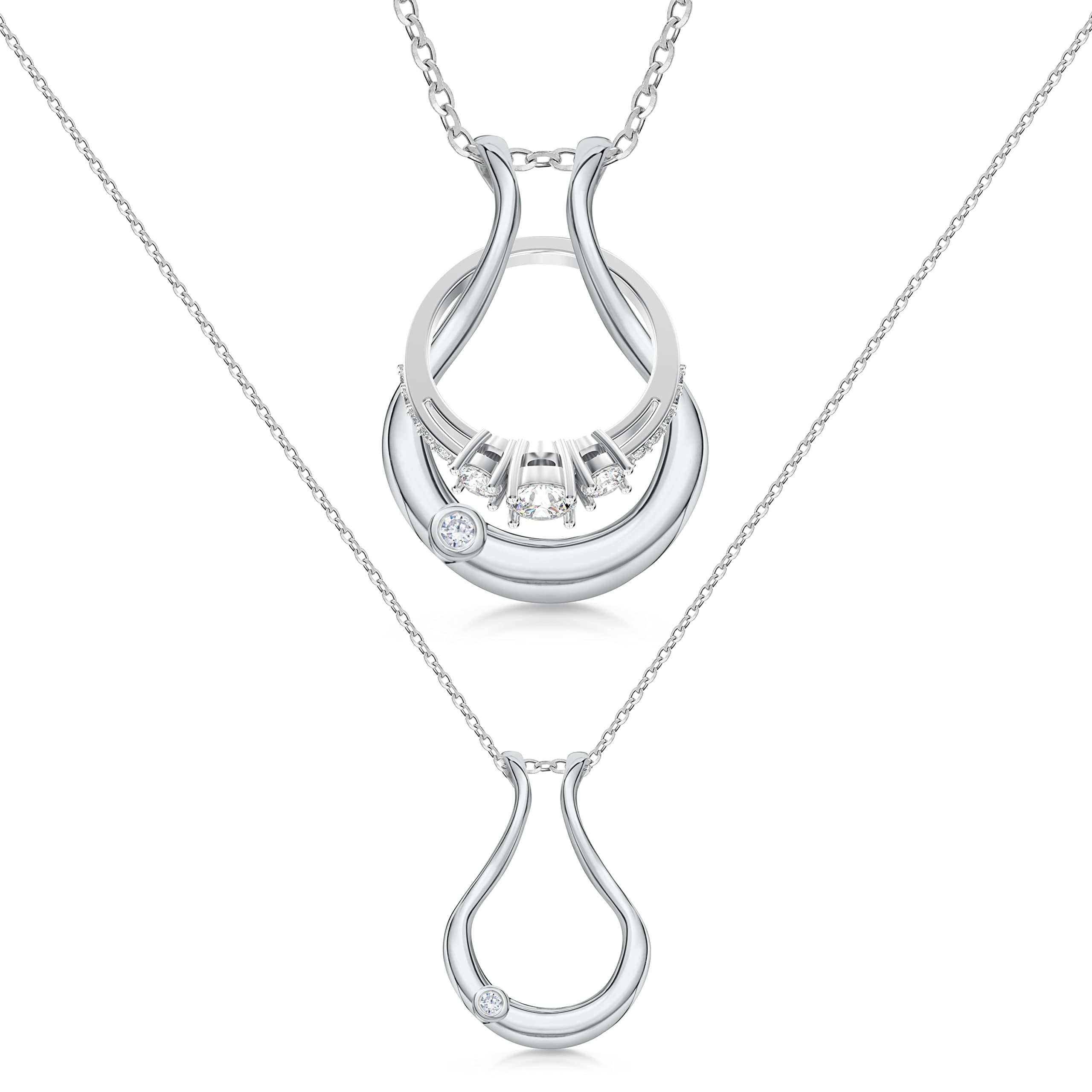 GAVU Stainless Steel Ring Holder Necklace For Women - Heart Pendant, 16/18/20 Inch Chain, Silver/Gold/Rose Gold