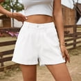 thumbnail image 6 of Nestiefly Womens Jean Shorts High Waisted Denim Shorts Stretchy Rolled Folded Hem Summer Casual Jorts with Pockets White M, 6 of 6