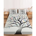 thumbnail image 2 of Full Size Fitted Sheet Set - Music Tree 3 Piece Bedding Sets 16" Deep Pocket Fitted Sheet with 2 Pillowcases Modern Abstract Art Note Branches Brushed Microfiber Hotel Luxury Bed Sheets, 2 of 9