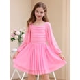 thumbnail image 2 of Lanbubble Girls Dresses Puff Long Sleeve Square Neck Homecoming Dress Cute A-Line Pink Dress For Teens 8-14 Years, 2 of 6