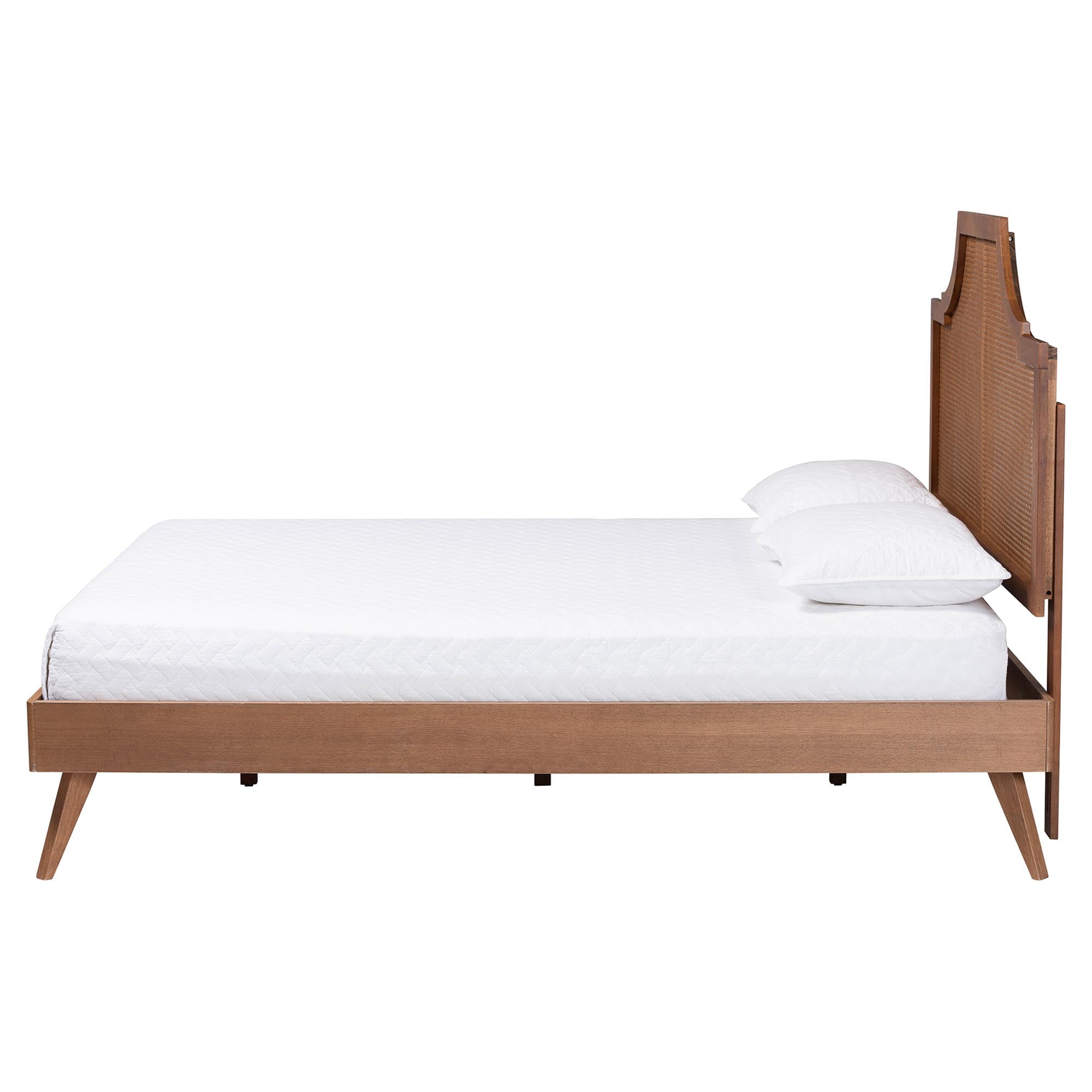 Baxton Studio Rodolfo Mid-Century Platform Bed, Queen, Ash Walnut