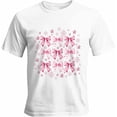 thumbnail image 1 of Camisetas gráficas informales de manga corta con lazo rosa navideño para hombre, 1 of 8