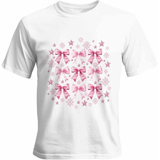 Camisetas para hombre con lazo rosa navideño, camisetas casuales de manga corta para hombre, camisetas gráficas para adolescentes, niños y hombres