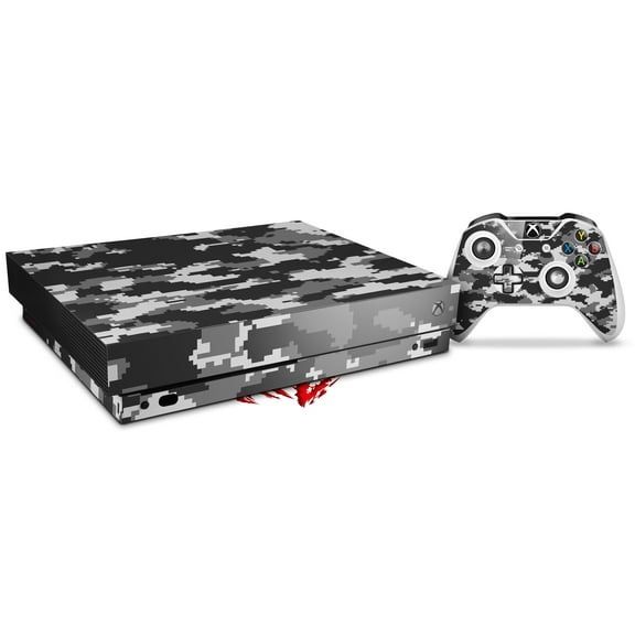 Skin Wrap for XBOX One X Console and Controller WraptorCamo Digital Camo Gray