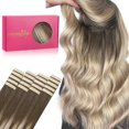 thumbnail image 1 of GFDYREE Extensions de Cheveux à Ruban WENNALIFE pour Femmes, 20 Pcs 50g 18 Pouces Ombré Brun Sable à Blond Platine Extensions de Cheveux à Ruban en Cheveux Humains Rallonge Cheveux Humain Lisse Cheveux Invisibles, 1 of 5