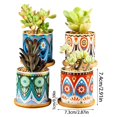 thumbnail image 4 of 4 Sets Boho Plant Pots Succulent Pot Modern Sun Ceramic Flower Planter Pot with Bamboo Tray for Indoor Plants, Aloe, Cactus, Home Office Decor(A), 4 of 6