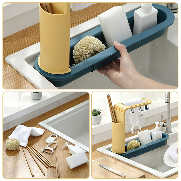 Roll Up Sponge Holder for Counter, Sink Organizer for Kitchen, Bathroom, Laundry Room