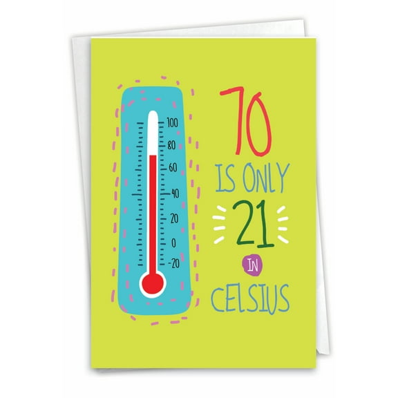 1 Funny Birthday Card with Envelope - Celsius Milestones 70 C9350MBG