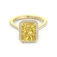 thumbnail image 2 of Ronaldo - Radiant Cut Canary Yellow Moissanite Lab- Diamond Engagement Ring With Pave Band and Halo, 2 of 5