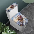 thumbnail image 2 of HELLHERO Christmas Reindeer and Santa Claus Keep Dust Stain Bathroom Seat Covers Universal Polyester, Adjustable, Stretch 17"x21", 2 of 5