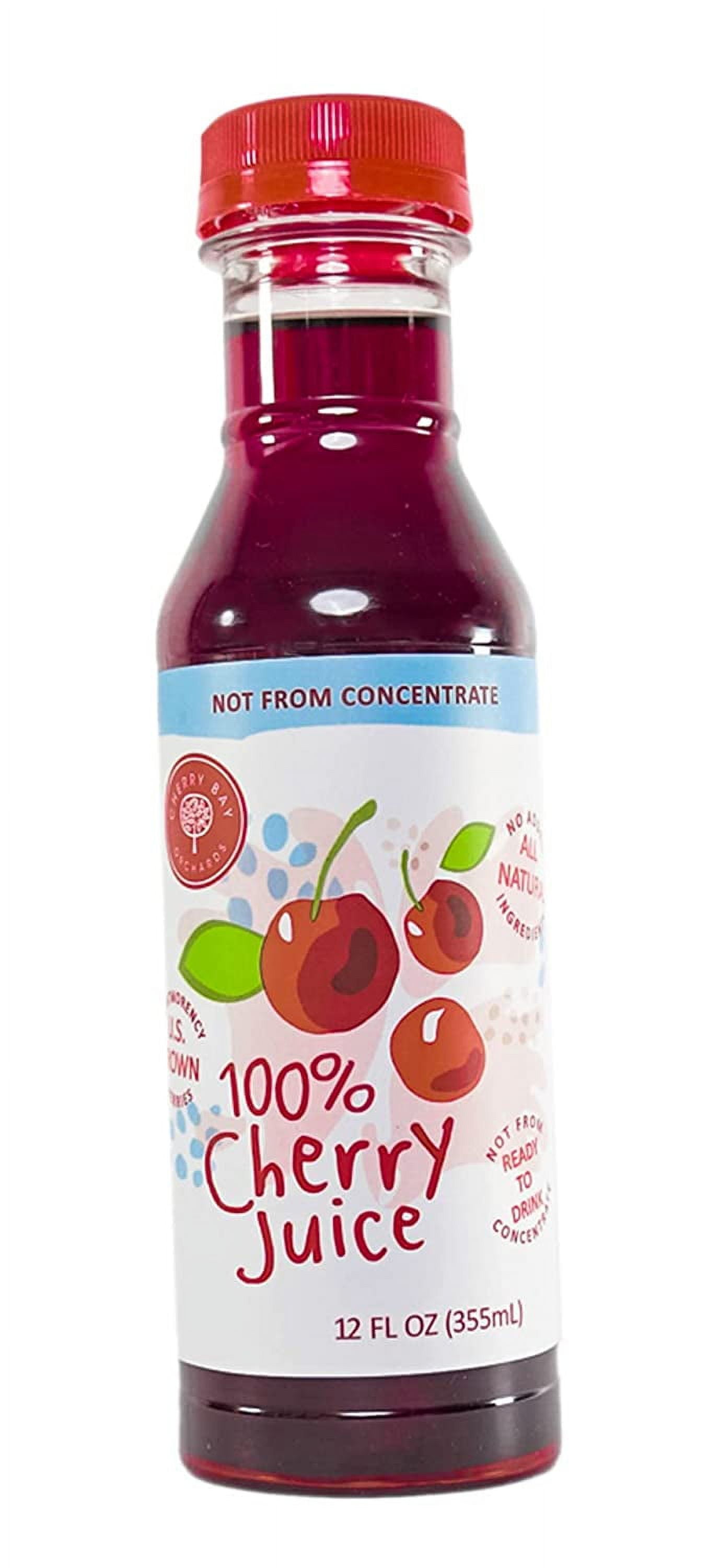 (2 pack) Cherry Bay Orchards Montmorency Tart Cherry Juice - 12 oz Ready to Drink Bottle - 100% Domestic, All Natural Ingredients, No Added Sugar, Gluten-Free, and GMO Free -100% Vegetarian and Vegan