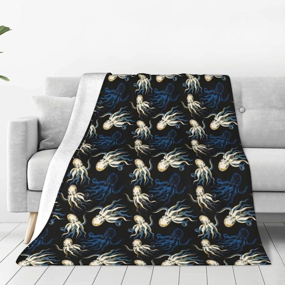 Fleece Throw Blanket Octopus 1 Print Reversible Plush Fluffy Large Big Blanket for Sofa Couch Bed-40"x30"