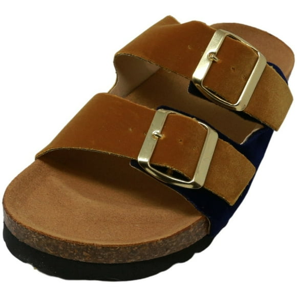 Gia Couture Firenze Sandale Oslo pour Femme Bleu / Velours Jaune - 7 M