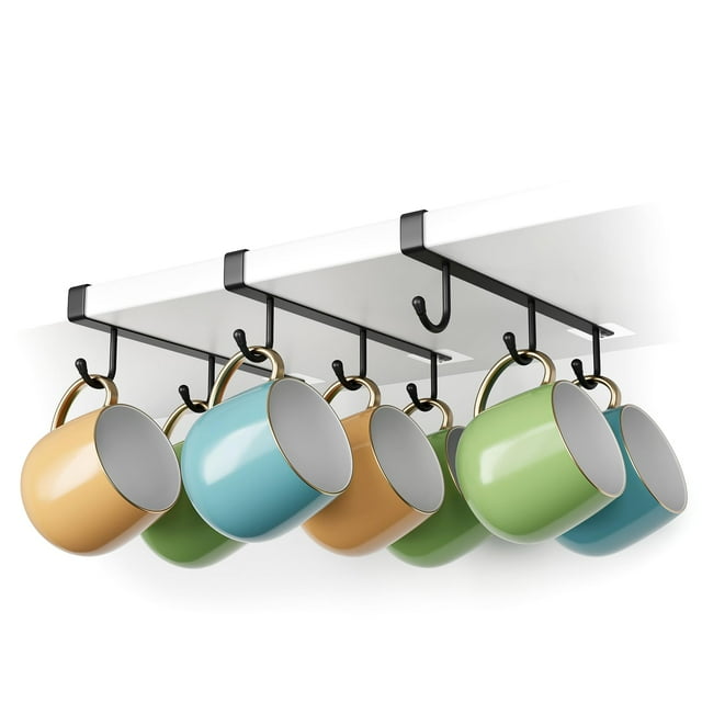 Soporte para tazas de café ECROCY para debajo del armario, con clip, 3 unidades, plancha