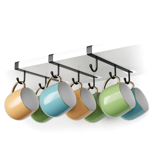 Soporte para tazas de café ECROCY para debajo del armario, con clip, 3 unidades, plancha